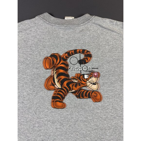 Rare Vintage 90s Disney Tigger Winnie The Pooh Gray Shirt Cartoon Art Medium Tee - Picture 3 of 11